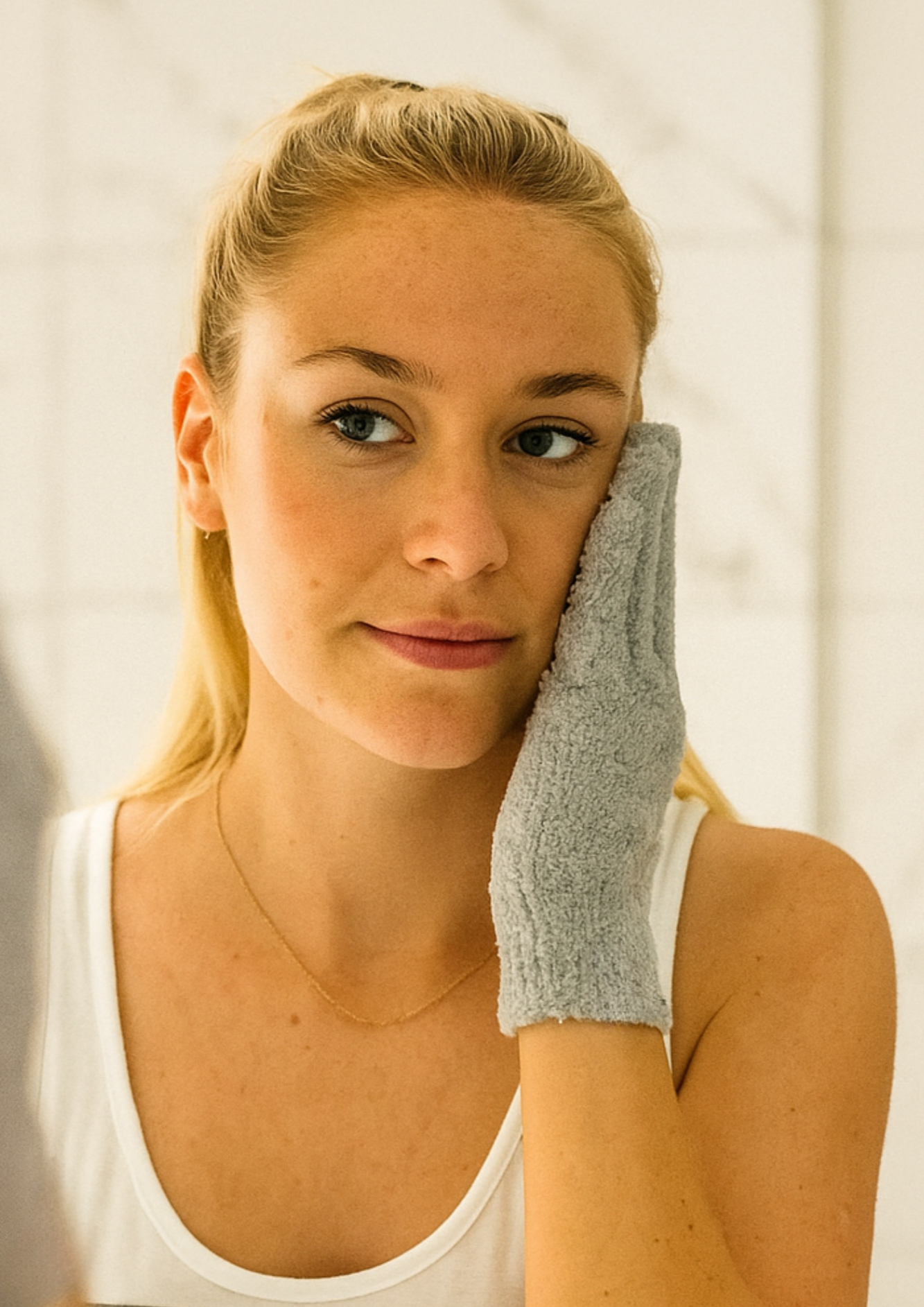 Pure Solve herbruikbare make-up remover handschoen – zacht microvezel, duurzaam, huidvriendelijk